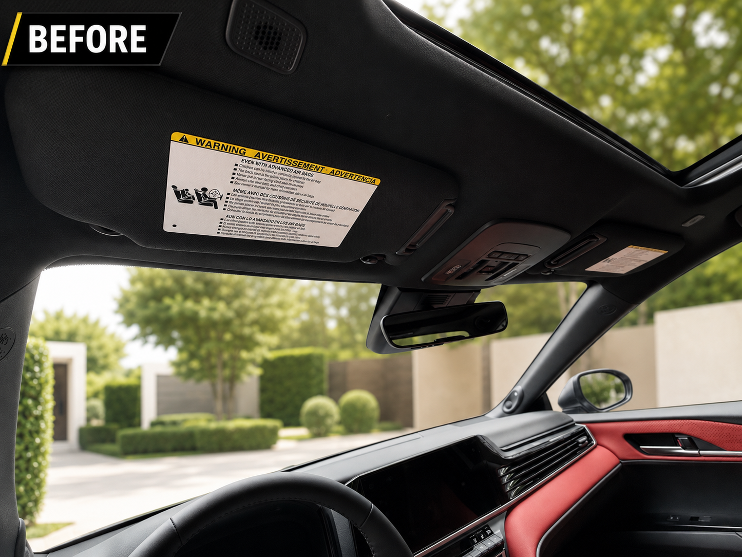 Sun Visor Warning Label Covers for 2025–2026 Toyota Camry – Black Interior (2-Pack)