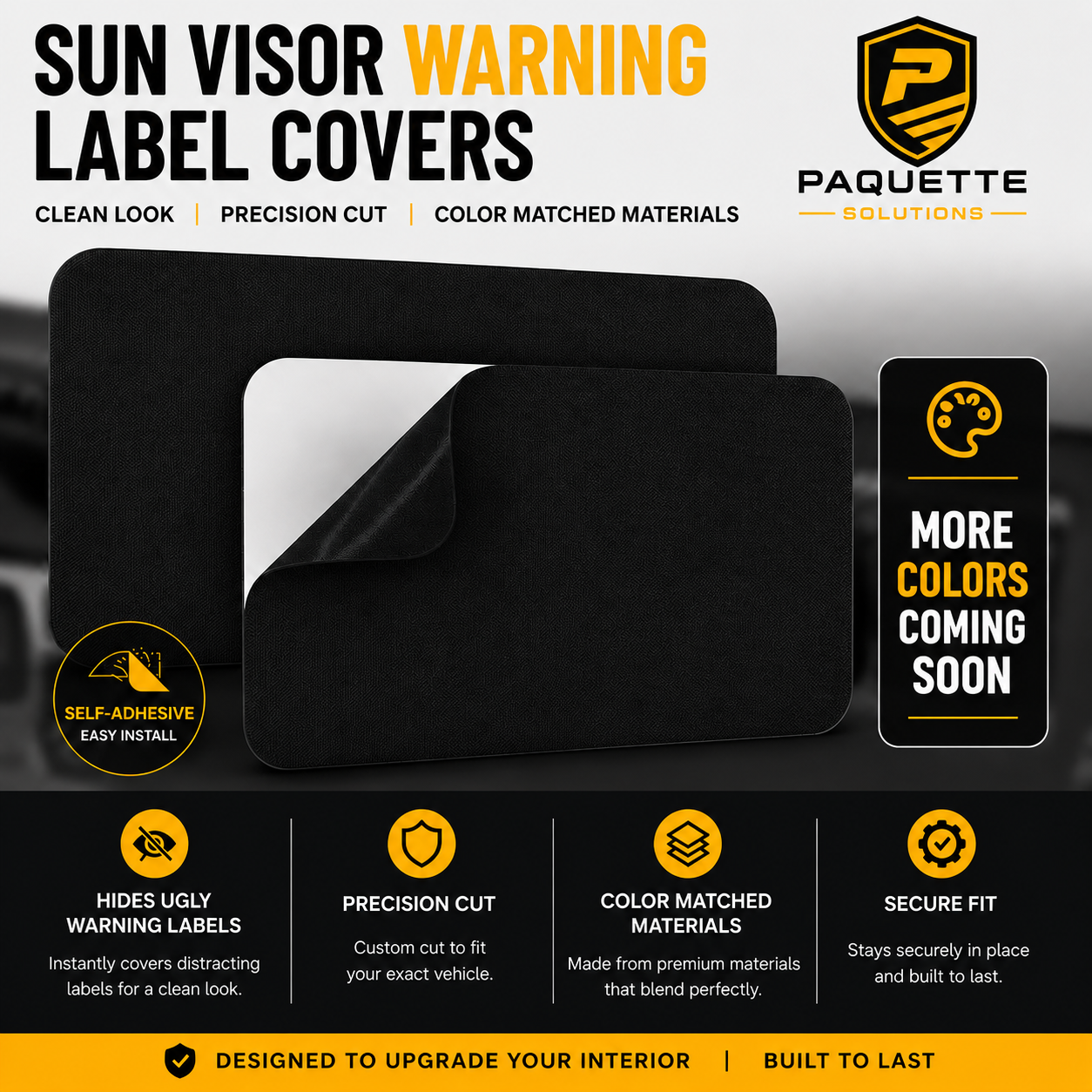 Sun Visor Warning Label Covers for 2025–2026 Toyota Camry – Black Interior (2-Pack)